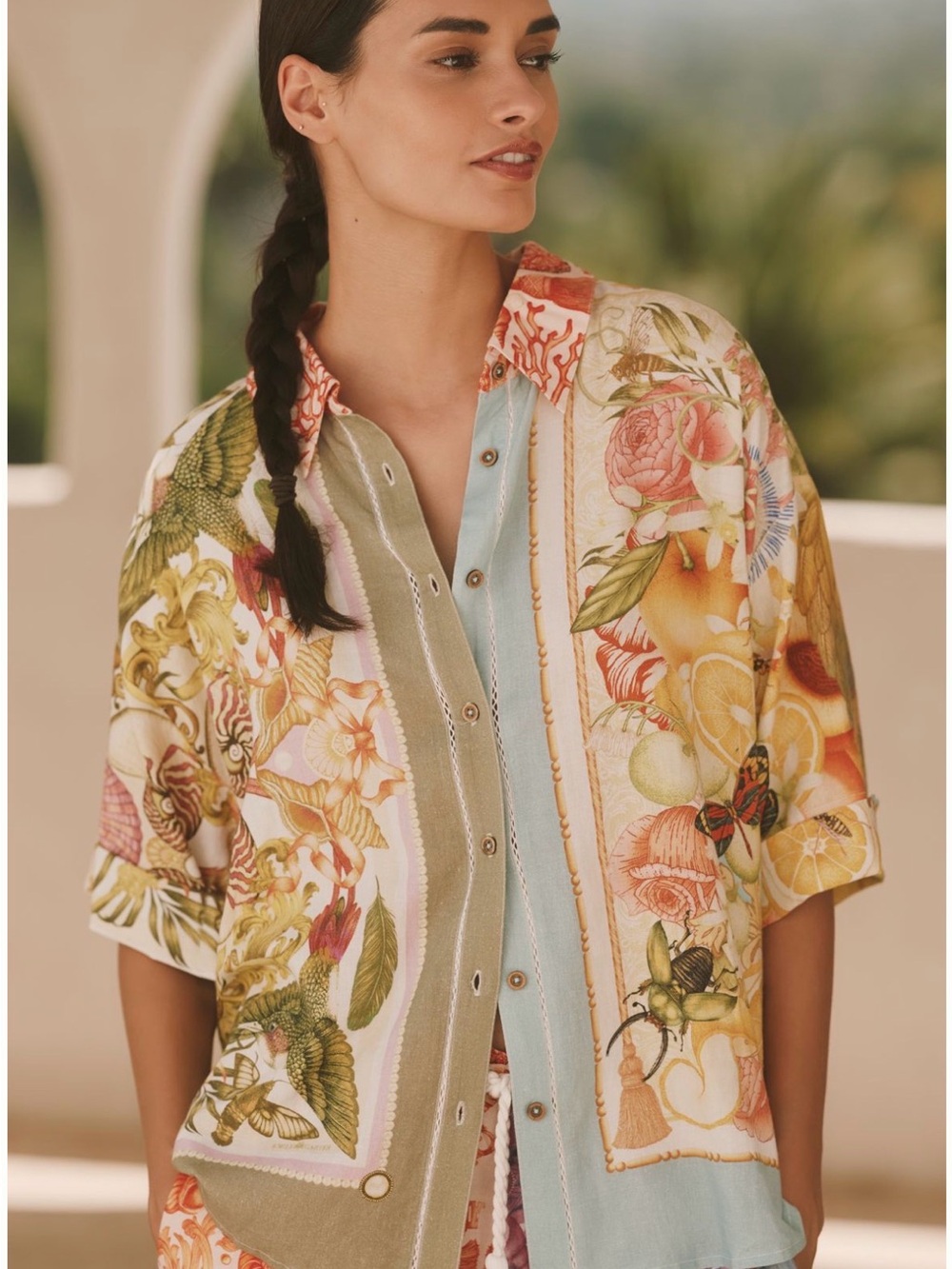 Anthropologie - Emily Carter x Celandine Printed Linen Blend Shirt